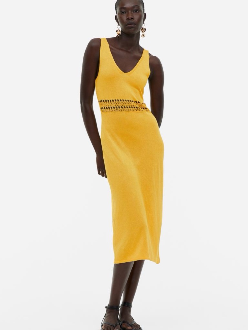 H&M Fine-knit Dress in Yellow